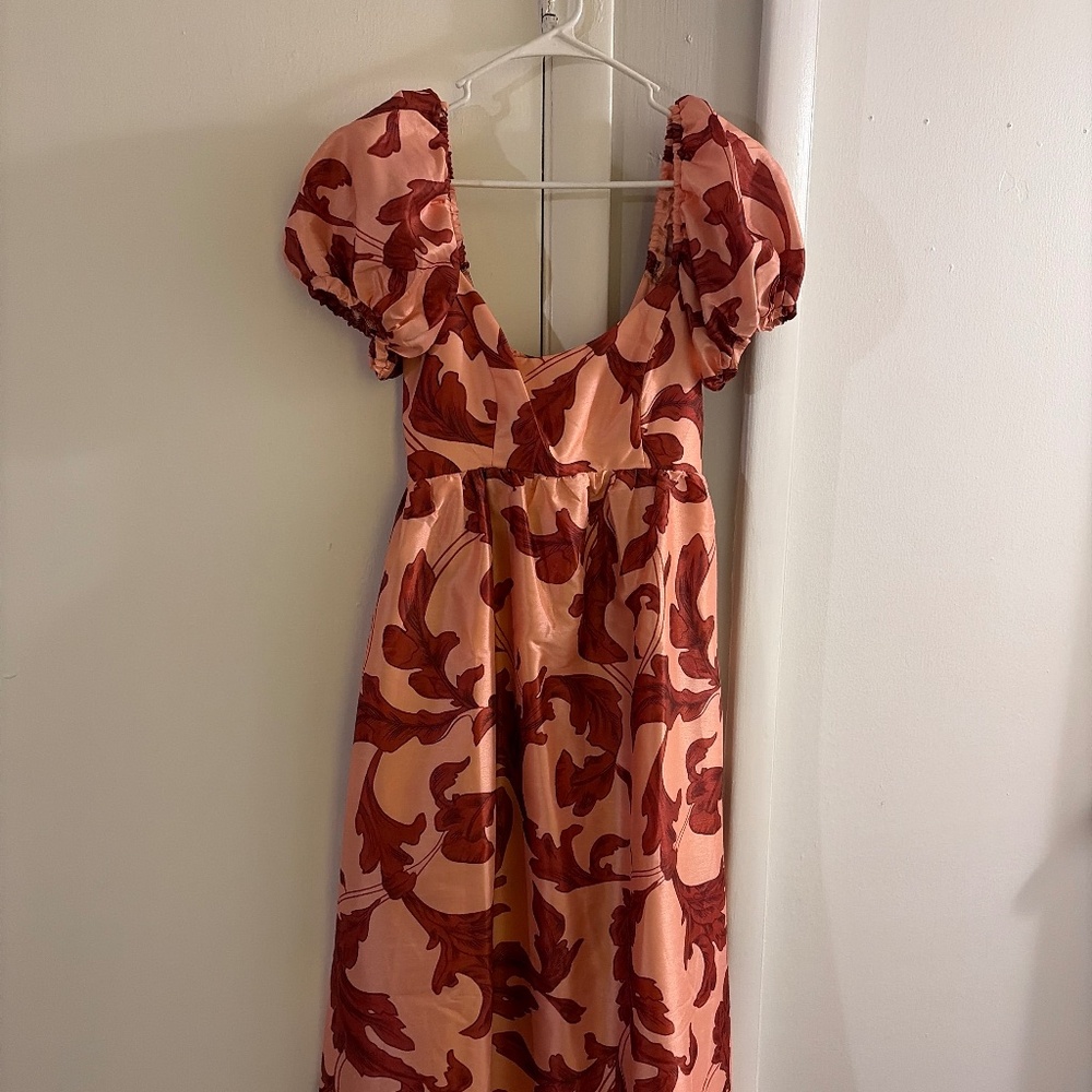 Hutch Marian Puff-Sleeve Scoop-Neck Midi Dress